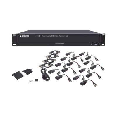 Imagen de Kit de TRANSCEPTOR ACTIVO DE 16 Canales / VIDEO+PODER en un solo Cable UTP / 150m en 4K, 200m en 5 MP/ Envía 36 Vcc y recibe 12 Vcc / TODO INCLUIDO PARA RACK / Compatible con cámaras HD-TVI/CVI/AHD/CVBS / Instalación Limpia