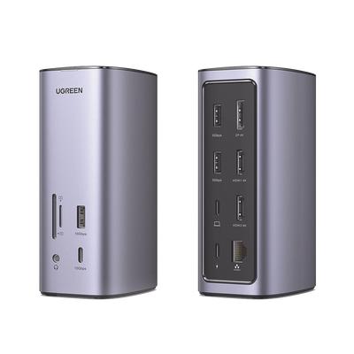 Imagen de HUB USB-C (Docking Revodok Pro) 12 en 1 | 2 USB-A 3.0 | 1 USB-C PD Carga 100W | 1 USB-A 3.1 | 1 USB-C 3.1 | HDMI 4K | HDMI 8K Ultra HD | Display Port 4K | RJ45 (Gigabit) | Lector Tarjeta SD + Micro SD (TF) | Jack Audio 3.5mm.