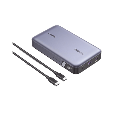 Imagen de Power Bank de 20000mAh | 3 Salidas 100W Max. | USB-A + 2 USB-C | PD 3.0 | QC3.0 | FCP | SCP | Pantalla Inteligente | Carcasa Ignifuga | Color Gris | Incluye Cable USB de 50cm | Carga tu Laptop de Manera Segura.