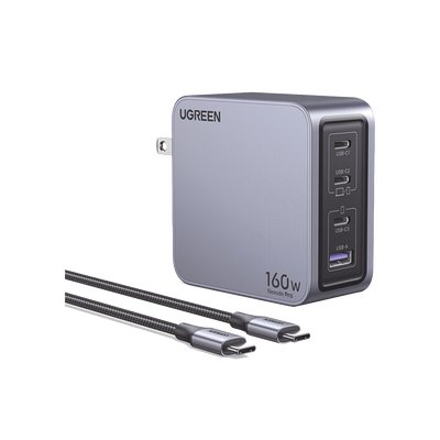 Imagen de Cargador de 160W serie Nexode Pro | 4 Puertos de Carga Rápida | 3 USB-C | 1 USB-A | Tecnología GaNInfinity | PD3.1 de 140W / QC4.0 | Tecnología de Protección Térmica | Optimiza la Carga | Caja de Aluminio | Incluye Cable