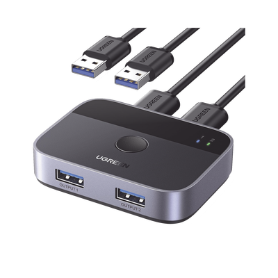 Imagen de Conmutador USB para Compartir 2 Puertos USB 3.0 a 2 PC Ìs | Cambio Mediante Botón | Incluye Dos Cables USB de 1.5 m | ABS | Permite que 2 Usuarios Compartan 2 Dispositivos Periféricos USB 3.0, como una impresora, un escáner, etc.