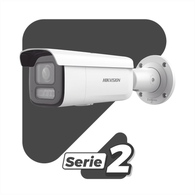 Imagen de [Dual Light + 2 Micrófonos Integrados] Bala IP 2 Megapixel / Lente Mot. 2.8 a 12 mm / 60 mts Luz Blanca + 60 mts IR / ACUSENSE / Exterior IP67 / IK10 / WDR 120 dB / PoE+ / ONVIF / Alarmas I/O / Micro SD / Metal / ACUSEARCH