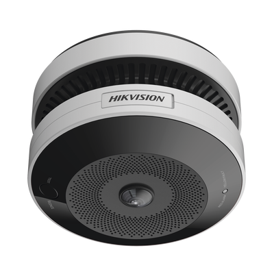 Imagen de (HikFire) Mini Fisheye IP 4 Megapixel con Detector de Humo Puntual  / Autónomo / Entrada y Salida de Alarma / 15 mts IR / PoE / WDR 120 dB / Alarma de 85 dB / MicroSD 128GB / Compatible con Hik-Connect