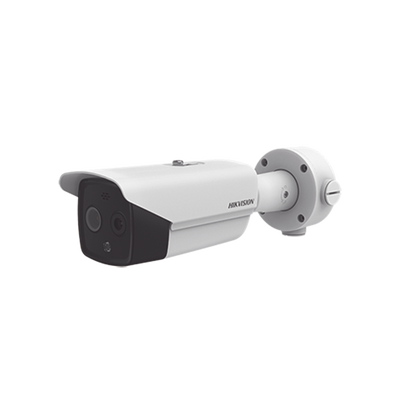 Imagen de Bala IP Dual / Térmica 6.2 mm (160 x 120) / Óptico 8 mm (4 Megapixel) / DETECCIÓN DE PERSONAS 182 m /40 mts IR / Exterior IP67 / PoE / Termométrica / Detección de Temperatura / Sirena y Luz Inte / Micro SD 32 GB Incluida