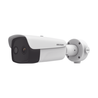 Imagen de Bala IP Dual / Térmica 35 mm (384 X 288 ) / Óptico 15 mm (4 Megapixel) / 100 mts IR / IP66 / PoE / Termométrica / Detección de Temperatura / MicroSD