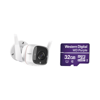 Imagen de Kit de Cámara IP Wi-Fi / Incluye 1 Pieza Modelo TAPOC310 / 2 Megapixel / Audio Doble Vía / Utiliza la App Tapo / 1 Memoria Micro SD Modelo WD32MSD