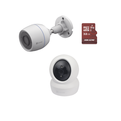 Imagen de Kit de cámaras WiFi / Incluye 1 pieza C6N  Para Uso en Interior / 1 pieza CS-H3C Para Uso en Exterior / 1 PZA Micro SD HS-TF-E1/32G / Detección de Movimiento / Notificaciones Instantáneas