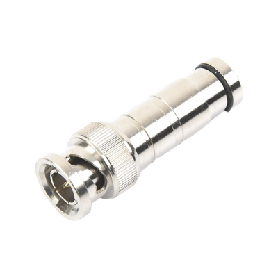 Imagen de Conector BNC Macho en 75 Ohm, de Compresión Axial para Cable Coaxial RG-59/U, Níquel/ Oro/ Politetrafluoroetileno.