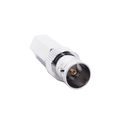 Imagen de Conector BNC Hembra en 75 Ohm, Tipo Roscable para cable Coaxial RG-59/U, Níquel/ Plata/ Delrin.