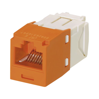 Imagen de Conector Jack RJ45 Estilo TG, Mini-Com, Categoría 6, de 8 posiciones y 8 cables, Color Naranja