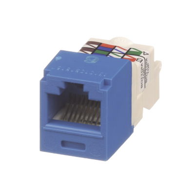 Imagen de Conector Jack RJ45 Estilo TP, Mini-Com, Categoría 6, de 8 posiciones y 8 cables, Color Azul