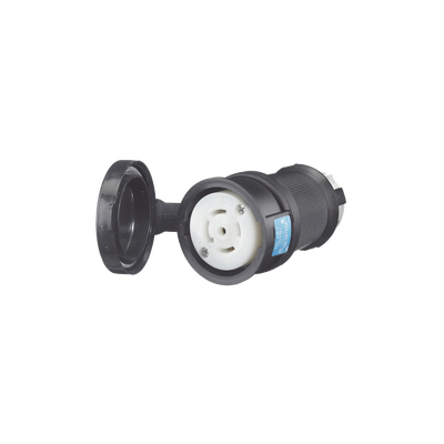 Imagen de Conector Industrial con Bloqueo de Media Vuelta / 30 A 120/208 V CA / Nema L21-30R / 4 Polos 5 Hilos / Color Blanco y Negro / / Grado Industrial.