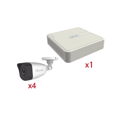 Imagen de Kit IP 1080p (2 Megapixel) / NVR de 4 Canales con 4 Puertos PoE / 4 Cámaras IP Bala para Exteior