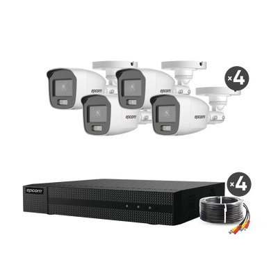 Imagen de Kit TurboHD 1080p / DVR 4 Canales / 4 Cámaras Bala ColorVu con Microfono Integrado / Fuente de Poder / Accesorios de Instalación