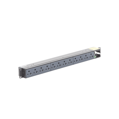 Imagen de PDU Básico para Distribución de Energía, Enchufe de Entrada NEMA 5-15P, Con 12 Contactos NEMA 5-20R, Instalación Horizontal de 19in, 1UR, 15 Amp, 120 Vca