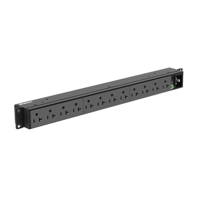 Imagen de PDU Básico para Distribución de Energía, Enchufe de Entrada NEMA 5-20P, Con 12 Contactos NEMA 5-20R, Instalación Horizontal de 19in, 1UR, 20 Amp, 120 Vca