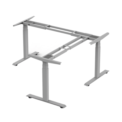 Imagen de Base de Escritorio Motorizado Profesional Tipo L (3 Columnas) / Altura Ajustable 60-125cm / Estructura Estable / Funcionamiento Suave / 4 Preset de Posiciones / Color Gris / Soporta hasta 150Kg de carga