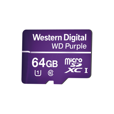 Imagen de Memoria microSD de 64GB PURPLE, Especializada Para Videovigilancia, 10 VECES MAYOR DURACIÓN, 3 AÑOS DE GARANTIA