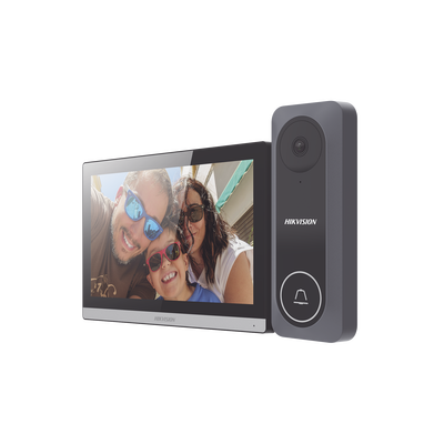 Imagen de Kit de Videoportero Hibrido TurboHD con Pantalla LCD touch de 7" Wi-Fi / Frente de Calle para Exterior de Policarbonato / 720p (1 Megapíxel )130° de Visión (Gran Angular) / Llamada a App Hik-Connect