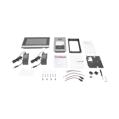 Imagen de Kit de Videoportero IP PoE Estandar con llamada a App de Smartphone (Hik-Connect) / Apertura con Tarjeta MIFARE / Frente de calle IK08 & IP65 / Soporta 2 puertas