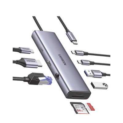 Imagen de HUB USB-C (Docking Revodok) 9 en 1 | 2 USB-A 3.0 (5Gbps) | 2 USB-C (5Gbps) | USB-C PD Carga 100W | HDMI 4K@60Hz | RJ45 (Gigabit Ethernet) | Lector Tarjetas SD + Micro SD (TF) Simultáneo | Chip de Última Generación | Caja de Aluminio.