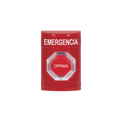 Imagen de Botón de Emergencia, Texto en Español, Color Rojo, Acción Mantenida, Girar para Restablecer y LED Multicolor