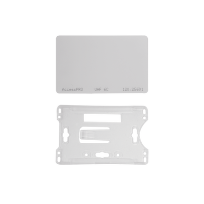 Imagen de Kit de  Tag UHF tipo Tarjeta para lectoras de largo alcance 900 MHZ / EPC GEN 2 / ISO 18000 6C / No imprimible / Incluye porta tarjeta