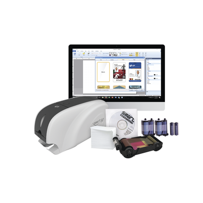 Imagen de Kit Impresora de tarjetas PVC/ Una Cara /incluye: 2 x Ribbons, 100 Tarjetas PVC, Software, Kit Limpieza, Garantia 3 Años, Mascara de Seguridad OV