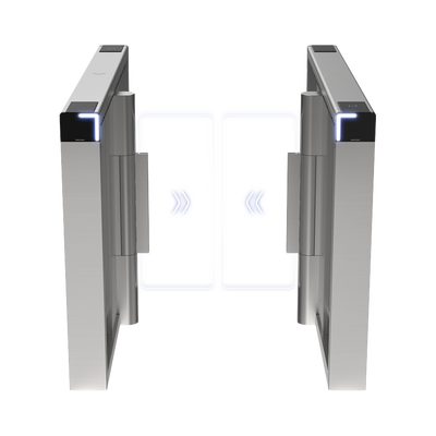 Imagen de Torniquete Swing PREMIUM / Iluminación LED / 12,000,000 Ciclos MCBF / Incluye Lectores de Tarjeta y Panel de Acceso / 14 Pares de IR / Carril de 90 cms / Compatible con Reconocimiento Facial / Incluye Izquierdo y Derecho