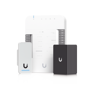 Imagen de UniFi Access Kit de Inicio Gen 2, Incluye Hub para conexiones, lector NFC y movimiento / 10 tarjetas de acceso / sistema completo para abrir una puerta