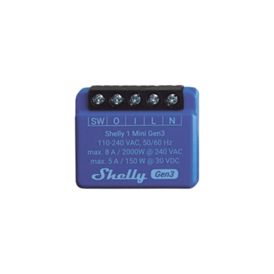 Imagen de Mini Interruptor inteligente con Wi-Fi, contacto seco, 1 canal 8A, compatible con asistentes de voz Alexa y GoogleHome