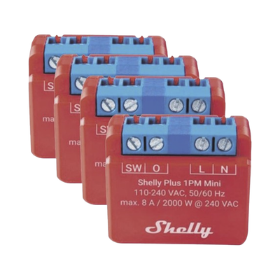 Imagen de KIT 4 piezas Mini Interruptor inteligente con Wi-Fi, medición de consumo, 1 canal 8A, compatible con asistentes de voz Alexa y GoogleHome