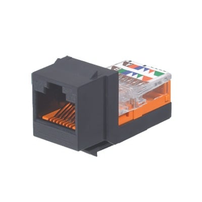 Imagen de Conector Jack Estilo Leadframe, Tipo Keystone, Categoría 5e, de 8 posiciones y 8 cables, Color Negro