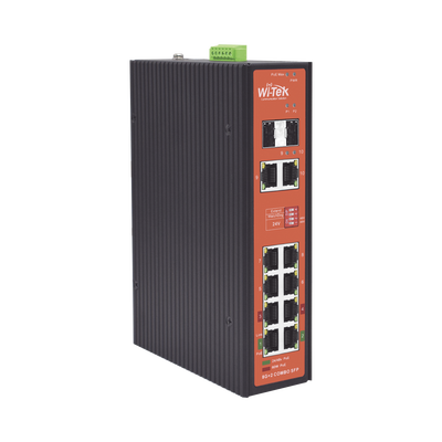 Imagen de Switch PoE Industrial No administrable / Puertos 1-2 PoE 802.3 af/at y PoE 24 Vcc Pasivo 30W / Puertos 3-4 PoE 802.3 af/at/bt Hasta 60W / Puertos 5-8 PoE 802.3 af/at Hasta 30W / Los 8 puertos son Gigabit + 2 SFP combo / Presupuesto 300W