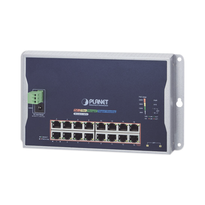 Imagen de Switch Industrial Administrable Capa 2 de Pared,16 Puertos PoE 802.3at Gigabit y 2 Puertos SFP