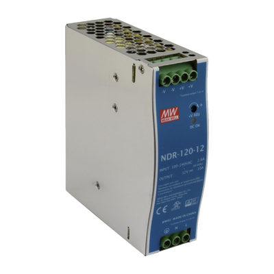 Imagen de Fuente de poder industrial de 120 W, salida 12 Vcc, entrada 90~264 VCA, para montaje en riel DIN,
