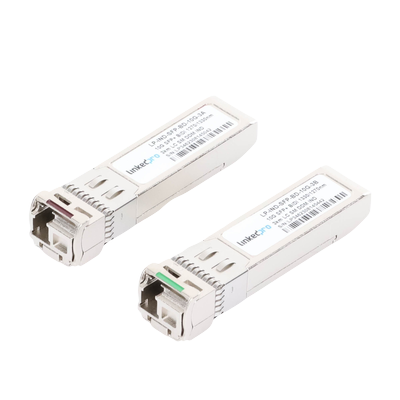 Imagen de Transceptores Ópticos Industriales Bidireccionales SFP+ (Mini-Gbic) / Monomodo 1270 & 1330 nm / 10 Gbps / 10GBASE / Conector LC/UPC Simplex / DDM / Hasta 3 km / 2 Piezas
