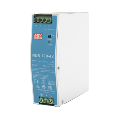 Imagen de Fuente de poder industrial de 120 W, salida 48 Vcc, entrada 90~264 VCA, para montaje en riel DIN,
