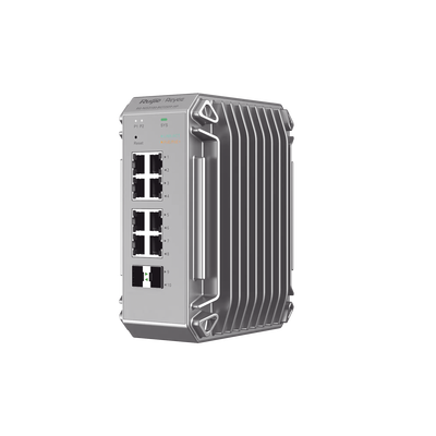 Imagen de Switch Industrial PoE, Ideal para temperaturas Extremas y protección contra descargas, 8 puertos Gigabit PoE 802.3af/at + 2 SFP para fibra 1Gb, gestión gratuita desde la nube, 125w