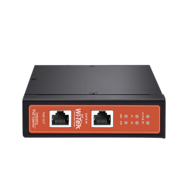 Imagen de Inyector PoE Industrial / DC entrada 12-57V / PoE salida de Hasta 90W / Carcasa de Metal / Riel DIN / Aplicaciones CCTV
