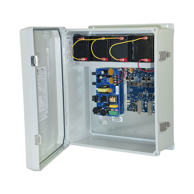 Imagen de Fuente de Alimentación para PoE / 2 Entradas 1G Fiber SFP / 4 Salidas 10/100/1000 PoE/PoE+ configurable para 2 Salidas 60W Hi-PoE / Nema IP66 / Con capacidad de batería de respaldo / Requiere batería