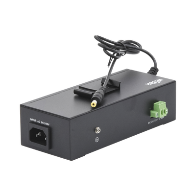 Imagen de Inyector PoE industrial / Con UPS No-Break / Cuenta con 2 Puertos Gigabit (1 PoE 24/48V pasivo) / Salida DC 12V