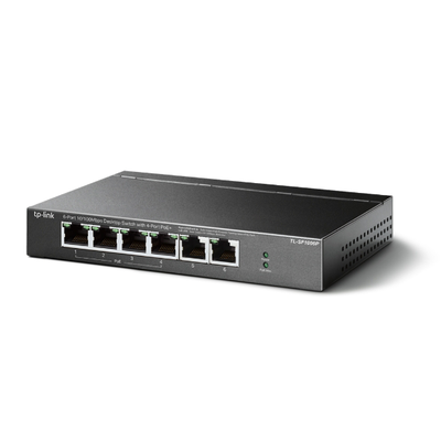 Imagen de Switch PoE no Administrable de escritorio / 6 puertos 10/100 Mbps / 4 puertos PoE af/at / Presupuesto 67 W / Modo Extensor hasta 250 m / Calidad video prioritaria