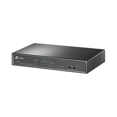 Imagen de Switch PoE No Administrable de Escritorio / 8 puertos 10/100 Mbps / 4 puertos PoE af / Presupuesto 41 W / Modo extensor PoE hasta 250 metros / Calidad video prioritaria