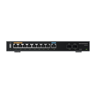 Imagen de Router Gigabit VPN / Balanceador de cargas / 60,000 sesiones NAT /  9 puertos 10/100/1000 Mbps + 2 puertos SFP (WAN/LAN) / 1 puerto entrada PoE(af/at) / 2 puertos salida PoE (af/at) / Compatible con GWN Cloud.