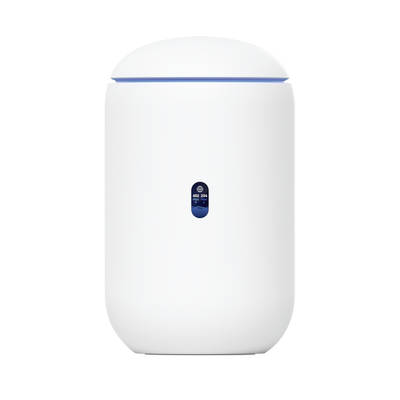 Imagen de UniFi Dream Router con WiFi 6, 4 puertos LAN Gigabit de los cuales 2 son POE 802.3af. Aplicaciones UniFi Network, Protect y Access pre-instaladas. Pantalla LCD