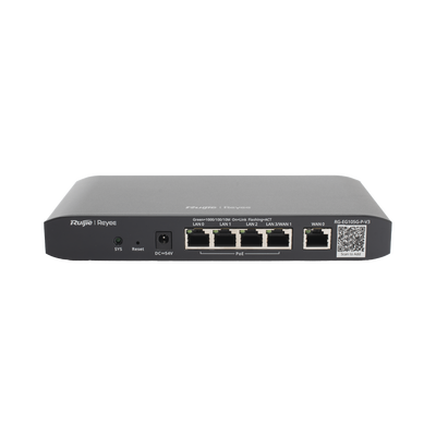 Imagen de Router Balanceador con Función SD-WAN, POE+ hasta 54w, 3 puertos LAN gigabit, 1 Puerto WAN gigabit y 1 puerto LAN/WAN gigabit configurable, hasta 100 clientes con desempeño de 600 Mbps asimétricos