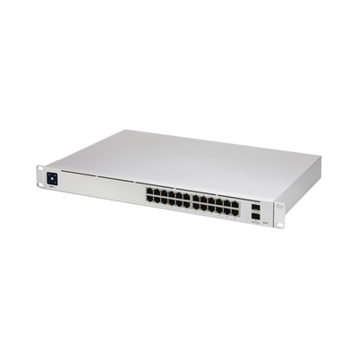 Imagen de UniFi Switch USW-Pro-24, Capa 3 de 24 puertos Gigabit RJ-45 + 2 puertos 1/10G SFP+, pantalla informativa