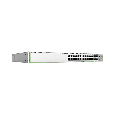 Imagen de (GS980MX/28) Switch Stack L3, 24 puertos 10/100/1000-T, 4 Puertos SFP+ 10G, Fuente de poder fija