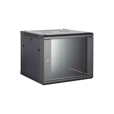 Imagen de Gabinete para Montaje en Pared/ Piso, con Puerta de Cristal Templado, Cuerpo Fijo, con 4 Unidades de Rack, de 19in, Fabricado en Acero